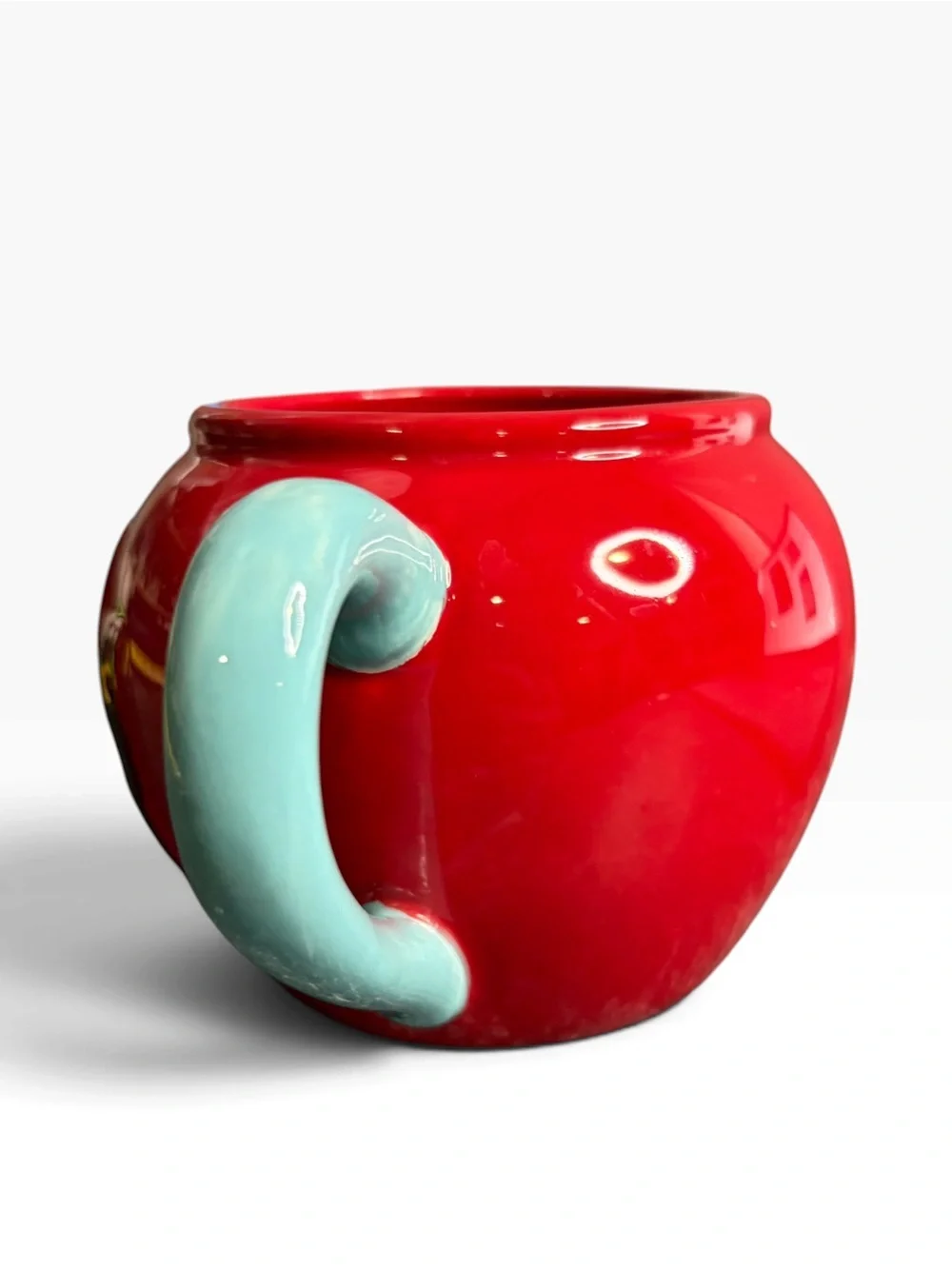 RED SOUTHWESTERN PENDLETON COFFEE MUG WITH TURQUOISE HANDLE